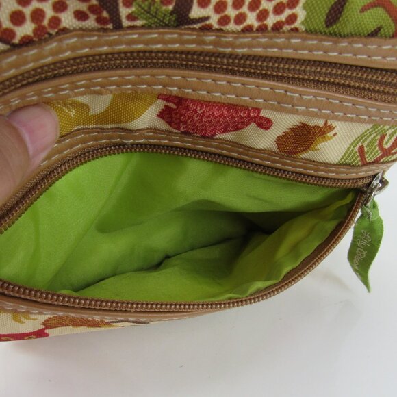 Lily Bloom Crossbody Shoulder Bag Owl Pattern Zip Pockets Adjustable Nylon Strap - Picture 6 of 8